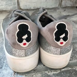 Alice and Olivia glitter silver platform sneakers